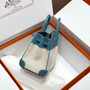 Hermès Birkin Bag 25cm Blue Swift Leather Canvas Silver Hardware - Default Title - View 3