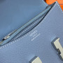 Hermes Constance Slim Wallet Blue Epsom Leather Silver H082083 - Default Title - View 9