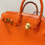 Hermès Birkin Bag Orange Crocodile Togo Gold Hardware H8607 - W25×H20×D13cm - View 5