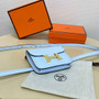 Hermes Constance Slim Wallet Light Blue Epsom Leather Gold H082076 - Default Title - View 4