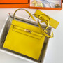 Hermès Kelly Danse II lemon yellow Evercolor leather with gold - Default Title - View 5