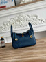 Hermes Lindy Mini Bag Togo Leather Dark Blue Gold H68621 - Default Title - View 1