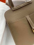 Hermes Halzan 25 Bag Dark Gray Togo Leather Gold H082164 - Default Title - View 6