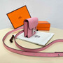 Hermes Constance Slim Wallet Pink Epsom Leather Silver H082091 - Default Title - View 2