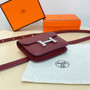 Hermes Constance Slim Wallet Wine Red Epsom Leather Silver H082065 - Default Title - View 4