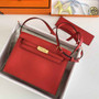 Hermès Kelly Danse II Red Evercolor leather with gold - Default Title - View 2