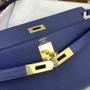 Hermes Kelly Bag Gold Hardware with Elan Navy Blue Leather - Default Title - View 7