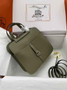 Hermes Halzan 25 Bag Green Togo Leather Silver H082169 - Default Title - View 2