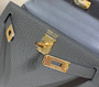 Hermes Kelly Mini II Bag Dark Gray Epsom Leather with Gold Hardware 19 - Default Title - View 6