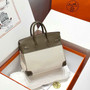 Hermès Birkin Bag 25cm Gray Swift Leather Canvas Silver Hardware - Default Title - View 2