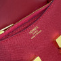 Hermes Constance Slim Wallet Red Epsom Leather Gold H082080 - Default Title - View 9
