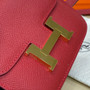 Hermes Constance Slim Wallet Red Epsom Leather Gold H082080 - Default Title - View 7