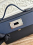 Hermès 24/24 Mini Bag Evercolor Swift Leather Navy Blue Silver - Default Title - View 6
