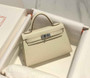 Hermes Kelly Mini II Bag 19 Silver Hardware with Epsom White - Default Title - View 3