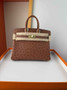 Hermès birkin bag 25cm ostrich leather - brown-gold - View 4