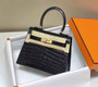 Hermes Kelly Bag 20 Black Crocodile Leather Gold Hardware H7305 - Default Title - View 2