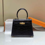 Hermes Kelly Bag 20 Black Crocodile Leather Gold Hardware H7305 - Default Title - View 4