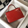 Hermes Kelly Mini II Bag 19 Red Crocodile Leather with Gold Hardware - Default Title - View 2