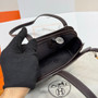 Hermes Tablier sellier Bag Coffee Swift calfskin and H canvas Silver hardware - Default Title - View 10