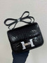 Hermes Constance Crocodile Leather Black Silver H282260 - 19cm - View 1