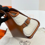 Hermes Tablier sellier Bag Brown Swift calfskin and H canvas Silver hardware - Default Title - View 6