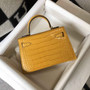 Hermes Kelly Mini II Bag 19 Yellow Crocodile Leather with Gold Hardware - Default Title - View 2
