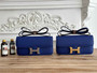 Hermès Constance bag in Dark Blue Epsom leather H382696 - Gold - View 1