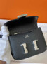 Hermes Constance Slim Wallet Black Epsom Leather Silver H082095 - Default Title - View 3