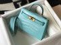 Hermes Kelly Mini II Bag 19 Blue Crocodile Leather with Gold Hardware - Default Title - View 1