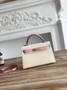 Hermes Kelly Bag 19 Epsom Leather Beige Purple Gold H82345 - Default Title - View 1