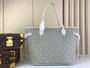 Louis Vuitton M40995 Neverfull MM Tote Bag Denim textile jacquard Beige