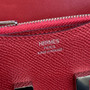 Hermes Constance Slim Wallet Red Epsom Leather Silver H082081 - Default Title - View 9