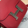 Hermes Constance Slim Wallet Red Epsom Leather Silver H082081 - Default Title - View 6