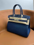 Hermès Birkin Bag Navy Blue Crocodile Togo Gold Hardware H8605 - W25×H20×D13cm - View 4