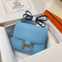 Hermes Constance Bag Blue Epsom Leather Silver H2525 - Default Title - View 1