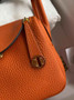 Hermes Lindy Mini Bag Orange Togo Leather Gold Hardware H8632 - Default Title - View 4
