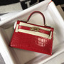 Hermes Kelly Mini II Bag 19 Red Crocodile Leather with Gold Hardware - Default Title - View 4