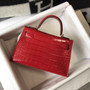 Hermes Kelly Mini II Bag 19 Red Crocodile Leather with Gold Hardware - Default Title - View 2