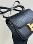 Hermes Constance Crocodile Leather Bag Black Gold H282275 - 19cm - View 5