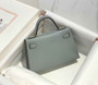 Hermes Kelly Mini II Bag 19 Gold Hardware with Epsom Light Gray - Default Title - View 2
