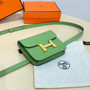 Hermes Constance Slim Wallet Green Epsom Leather Gold H082062 - Default Title - View 4