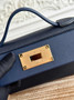 Hermès 24/24 Mini Bag Evercolor Swift Leather Navy Blue Gold - Default Title - View 7