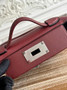 Hermès 24/24 Mini Bag Evercolor Swift Leather Wine Red Silver - Default Title - View 7