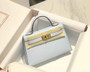 Hermes Kelly Mini II Bag 19 Silver Hardware with Epsom Light Blue - Default Title - View 4