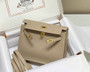 Hermès Kelly Danse II apricot gray Evercolor leather with gold - Default Title - View 2