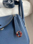 Hermes Lindy Mini Bag Blue Togo Leather Silver Hardware H8621 - Default Title - View 4