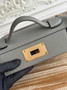 Hermès 24/24 Mini Bag Evercolor Swift Gray Leather Gold - Default Title - View 6