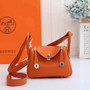 Hermes Lindy Mini Bag Orange Togo Leather Silver Hardware H8602 - Default Title - View 1