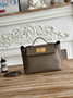 Hermès 24/24 Mini Bag Evercolor Swift Leather Dark Gray Gold - Default Title - View 1