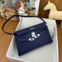 Hermes Kelly Bag Silver Hardware with Elan Navy Blue Leather - Default Title - View 5